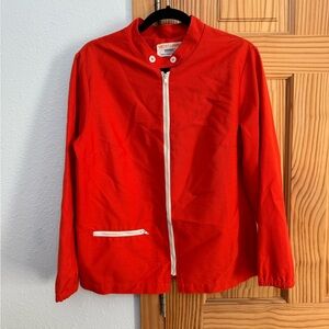 Vintage Red Bomber Jacket with White Accents